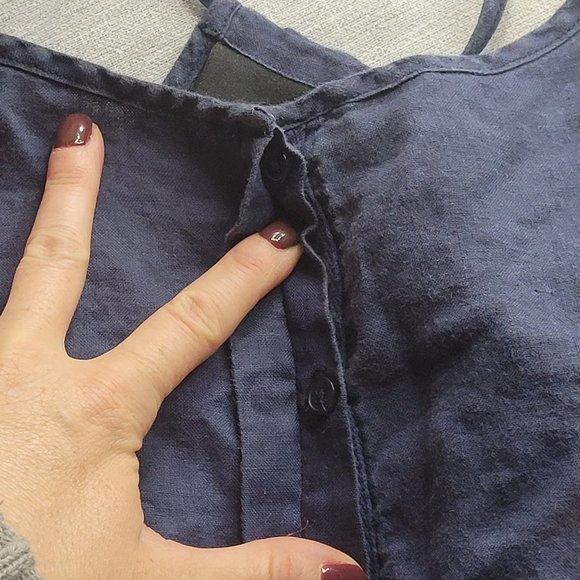 Cynthia Rowley Womens Linen Summer Dress 4 Halter Pockets Blue - Picture 14 of 15